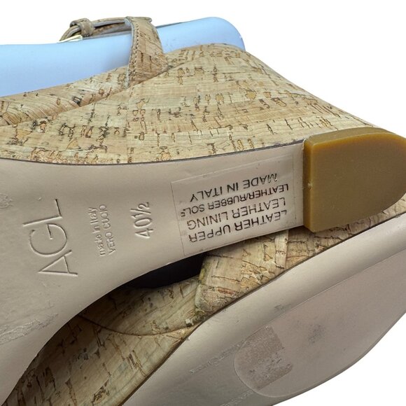 AGL Demi Ankle Strap Cork Wedge Sandal Womens shoes, Size 40.5 WORN ONCE - Picture 9 of 10